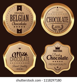 Set of Chocolate Badges. Vector Golden Icons.