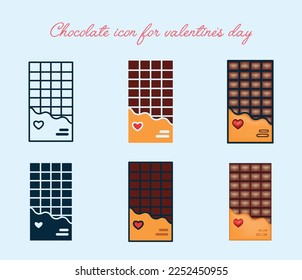 Set of chocolate bar e. Dark chocolate, strawberry filler. Sweet dessert for valentines day or other holidays