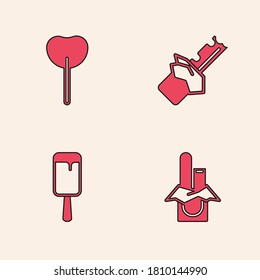 Set Chocolate bar, Lollipop, Bitten chocolate and Ice cream icon. Vector