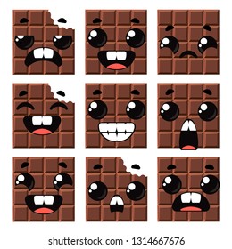 Set Chocolate Bars Emotions Vector Illustration Stock Vector (Royalty ...