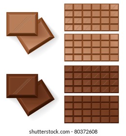 Conjunto de barras de chocolate. Ilustração em fundo branco