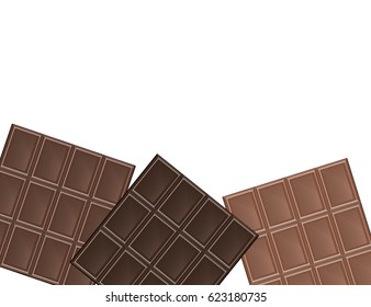 Set of Chocolate Bars Isolated on White Background. Vector Illustration.