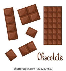 A set of chocolate bars on a white background. Vector illustration.
