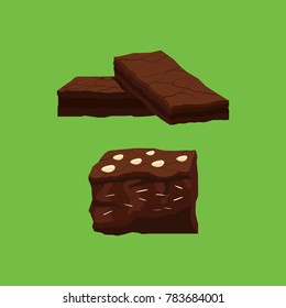 Set of Chocolate Brownies Vector and Icon