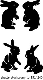 Set of chocolate bunny silhouettes
