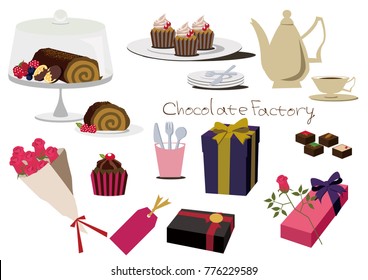 A set of chocolate cake.
Chocolate cake material collection.
Tea time material collection.
Valentine's material collection.