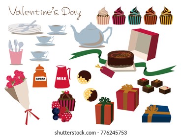 A set of chocolate cake.
Chocolate cake material collection.
Tea time material collection.
Valentine's material collection.