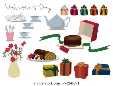 A set of chocolate cake.
Chocolate cake material collection.
Tea time material collection.
Valentine's material collection.