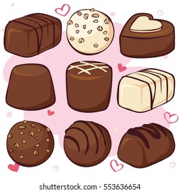 Set Of Chocolate Candies In Drawing Style