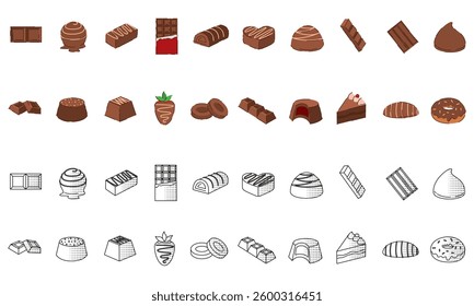 Set of chocolate candy icons. Vector