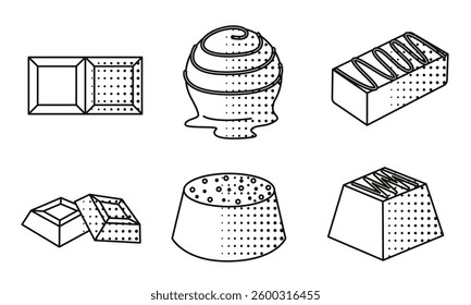 Set of chocolate candy icons. Vector