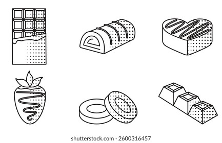 Set of chocolate candy icons. Vector