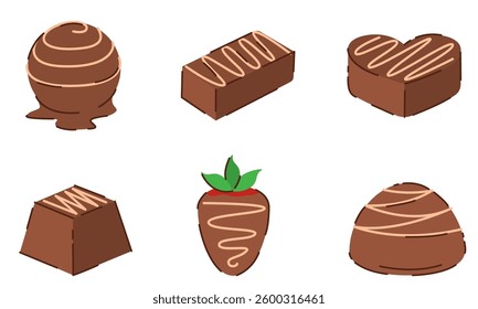 Set of chocolate candy icons. Vector
