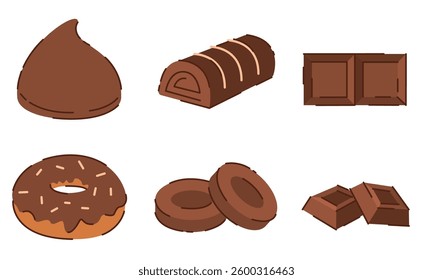 Set of chocolate candy icons. Vector