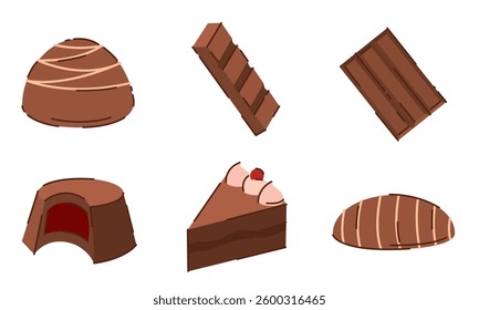 Set of chocolate candy icons. Vector