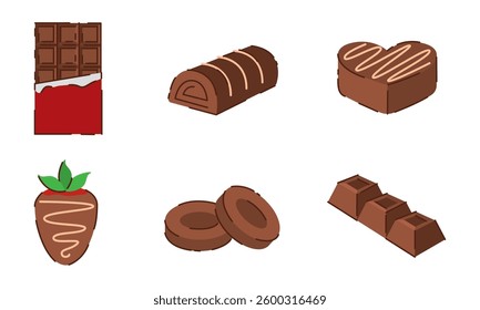 Set of chocolate candy icons. Vector