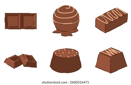 Set of chocolate candy icons. Vector