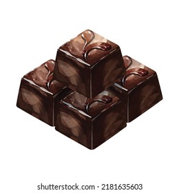Set of chocolate cube watercolor vector design great for cards, banners, headers, party posters or decorate your artwork.