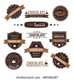 Set of chocolate design logo and icons. Vector illustration