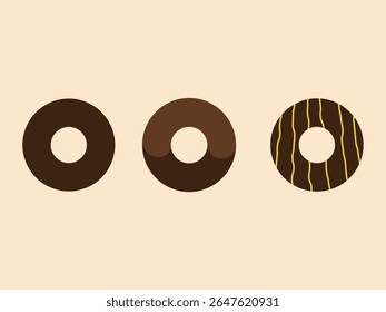 Set of chocolate donut icon illustrations