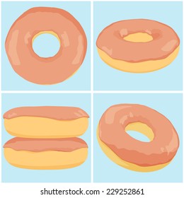 Set of chocolate donuts. EPS 10 vector illustration