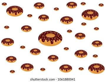 Set of  chocolate donuts  pattern  on transparent background. 