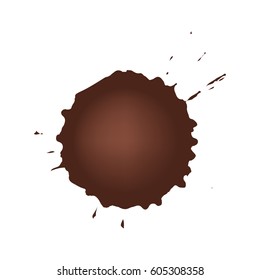 Set of chocolate drop circle or blots on white background