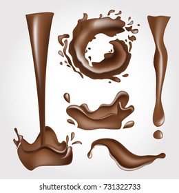 Set of chocolate drops and splashes.
