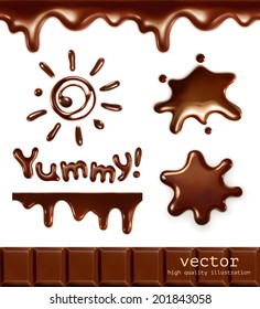 Set of chocolate drops, vector illustration