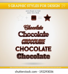 Set of Chocolate Graphic Styles for Design.