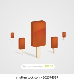 set of chocolate ice-cream dessert on wooden stick