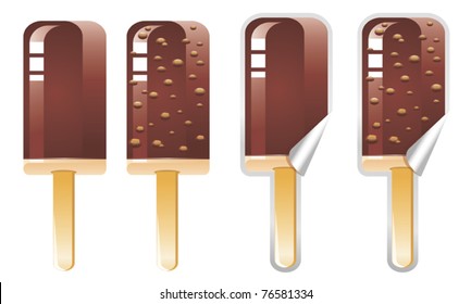 set of chocolate ice-cream dessert on stick
