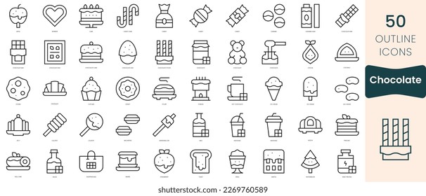 Set of chocolate icons. Thin linear style icons Pack. Vector Illustration