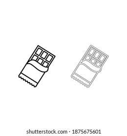 Set of Chocolate line icon, opened chocolate - vector illustration eps10