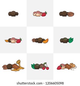 Set of chocolate with mix topping for your sweet and delicious project.