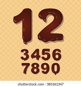 Set Of Chocolate  Numbers Vector Set