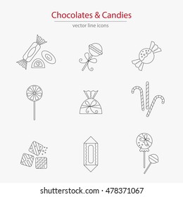 Set of chocolate and packaging icons made in modern line style vector