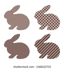 Set of chocolate rabbits. Pattern.