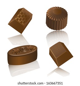 set of chocolate realistic candy 