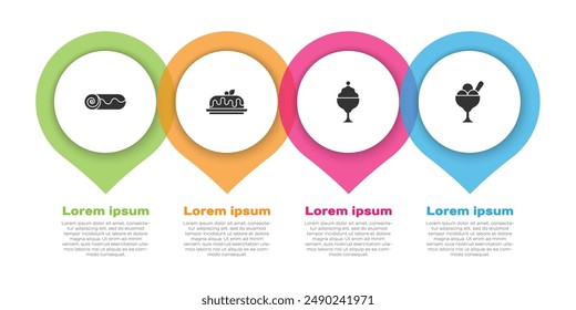 Set Schokoladenrollen Kuchen, Kuchen, Eis in Schüssel und. In: Business Infographic Vorlage. Vektorgrafik