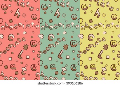 Set of chocolate seamless, for flavors - banana, lemon, strawberry, mint. It can be used for packaging, scrapbooking paper, fills, fabrics