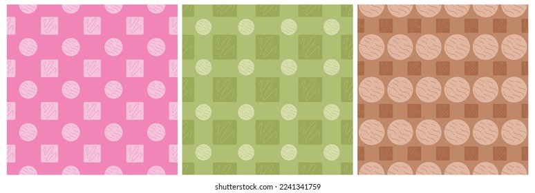 Set of Chocolate Seamless Pattern Design with Choco Decoration in Template Hand Drawn Cartoon Illustration