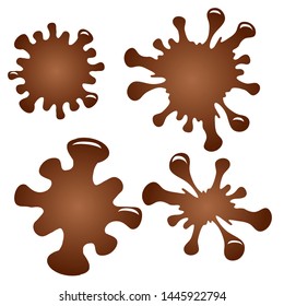 Set of chocolate splashes. Sweet choco drops. The object is separate from the background. Vector element for logos, badges and your creativity