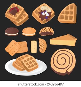 Set of chocolate sweets, cakes and other chocolate food
