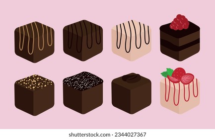 A set of chocolate truffle in cute flat vector style set1