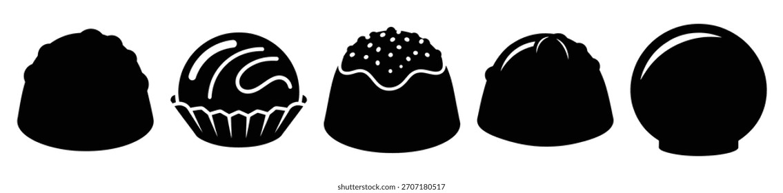 set of chocolate truffle icon vector illustration isolated on white background