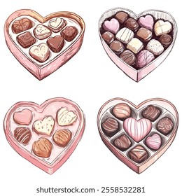 Set chocolates in a sweet pink box for Valentine's day element