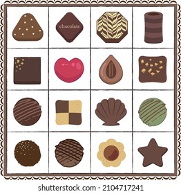 A set of chocolates that can be used for Valentine's Day.It is a material that can be widely used as an icon or decoration.