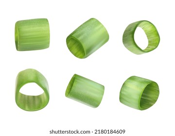Set of chopped green onions. Vector illustration.