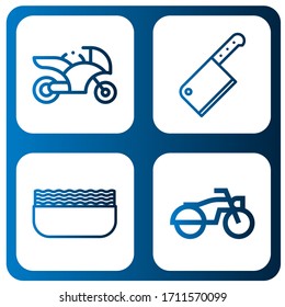 Set of chopper icons. Such as Motorcycle, Cleaver, Minced meat , chopper icons